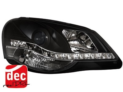 Koplampen passend voor VW Polo 9N3 05-09 Devil Eyes real DRL LED Zwart