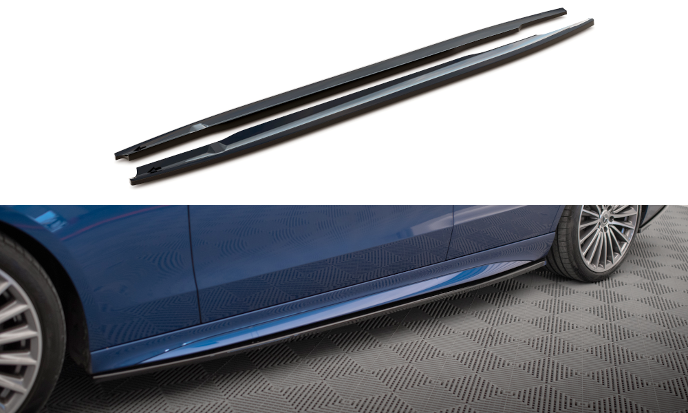 Zijskirts passend voor Mercedes C Klasse AMG Pakket / C43 AMG W206 Maxton Glans Zwart
