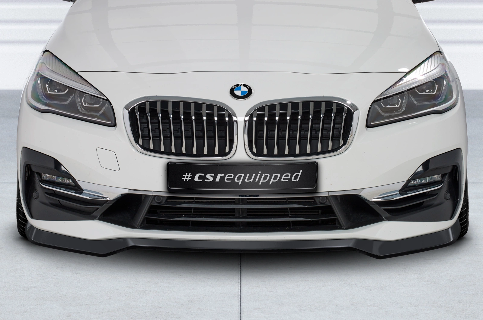 Voorspoiler passend voor BMW 2-Serie F45 Active Tourer 03/2018-2021 (LCI) Glans Zwart
