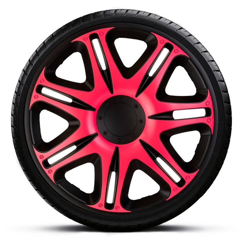 J-Tec 4-Delige Wieldoppenset Nascar 16-inch zwart/roze