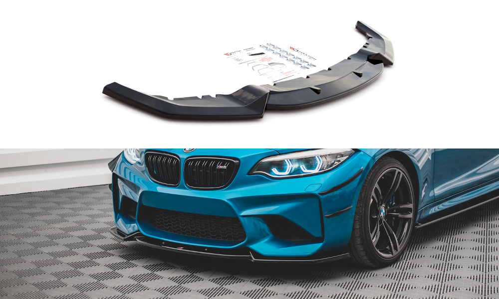 Voorspoiler V.2 BMW M2 F87 Maxton Glans Zwart