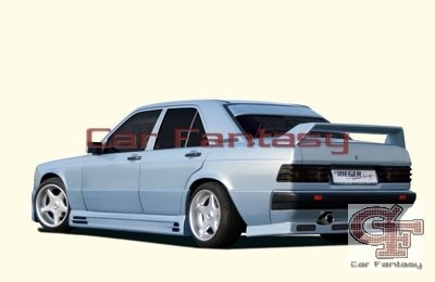 Achterbumper Diffuser met uitsparing voor eindstuk&alu gaas Mercedes W201