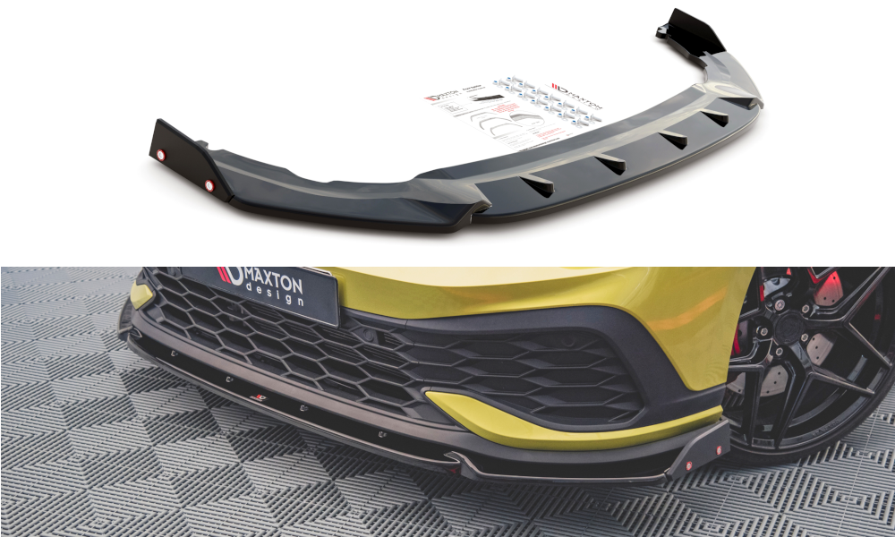 Voorspoiler passend voor Volkswagen Golf 8 GTI Clubsport Maxton Glans Zwart