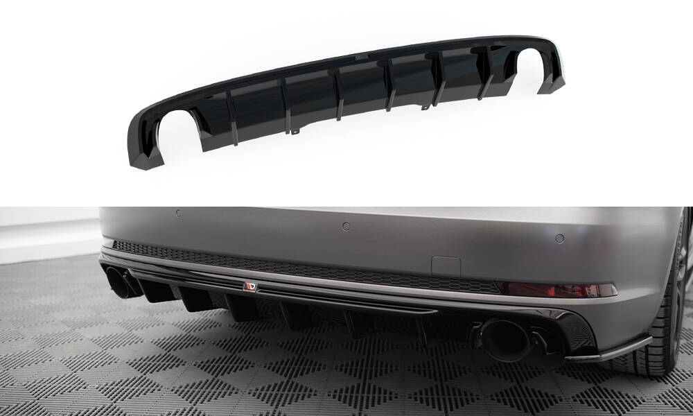 Achter Diffuser passend voor Audi A4 S-line B9 Maxton Glanzend zwart
