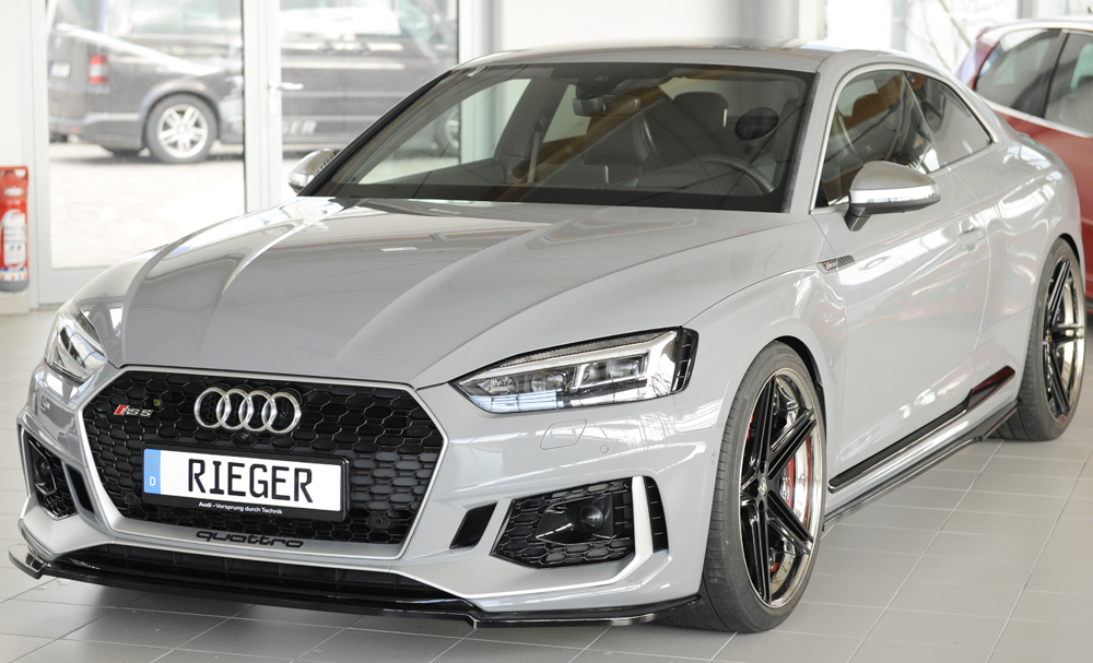 Voorspoiler passend voor Audi RS5 B9/F5 Zwart Glans Rieger