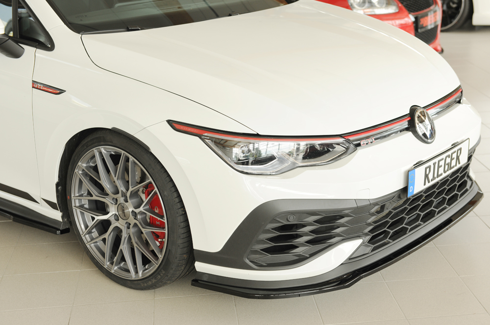 Voorspoiler passend voor Volkswagen Golf 8 GTI Clubsport Rieger Glans Zwart