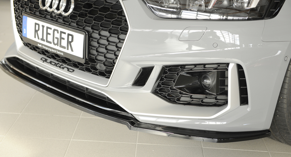 Voorspoiler passend voor Audi RS5 B9/F5 Zwart Glans Rieger