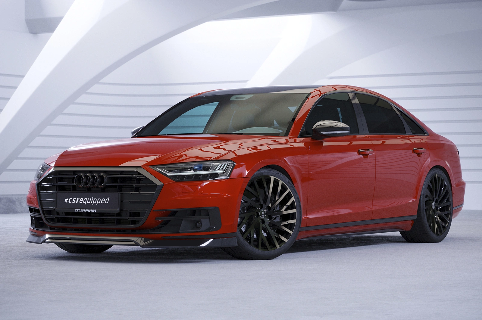 Voorspoiler passend voor Audi A8 (D5) Glans Zwart (2017–2021) CSR