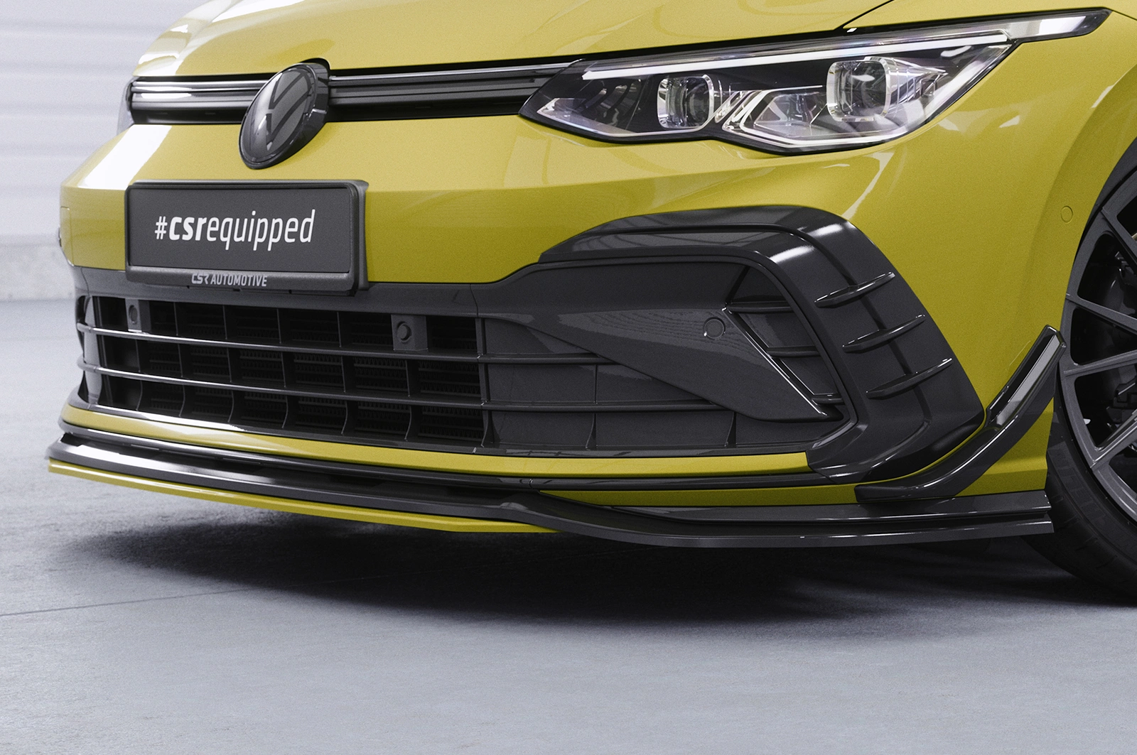 Voorspoiler passend voor VW Golf 8 GTI, GTD, GTE, R-Line Glans Zwart – 12/2019–