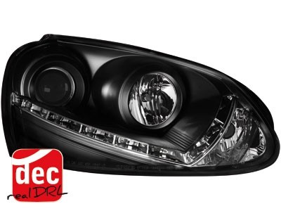 Koplampen passend voor VW Golf V 03-09 Devil Eyes real DRL LED Zwart voor origi