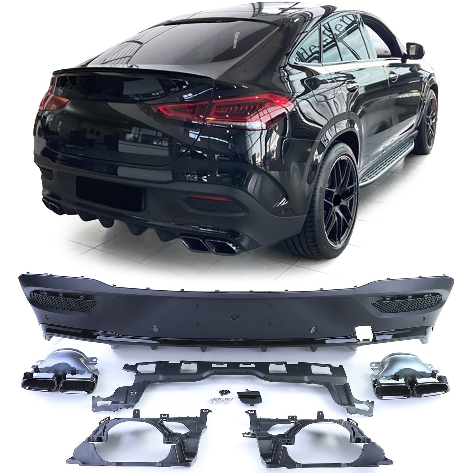 Diffuser passend voor Mercedes GLE Coupe C167 19- AMG Look Chroom