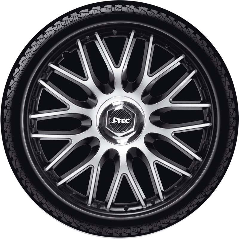 4-Delige J-Tec Wieldoppenset Orden 15-inch zwart + chroom ring