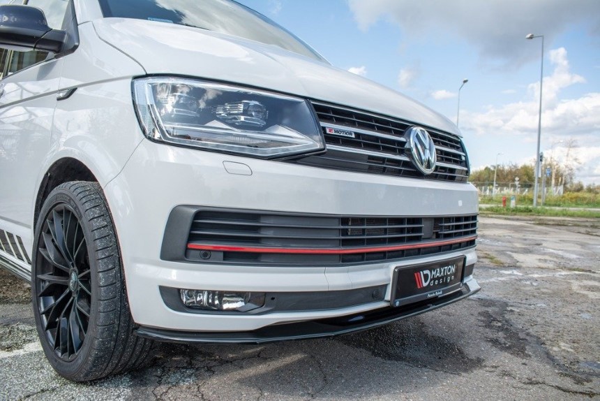 Voorspoiler passend voor Volkswagen T6 Bus Glans Zwart V2