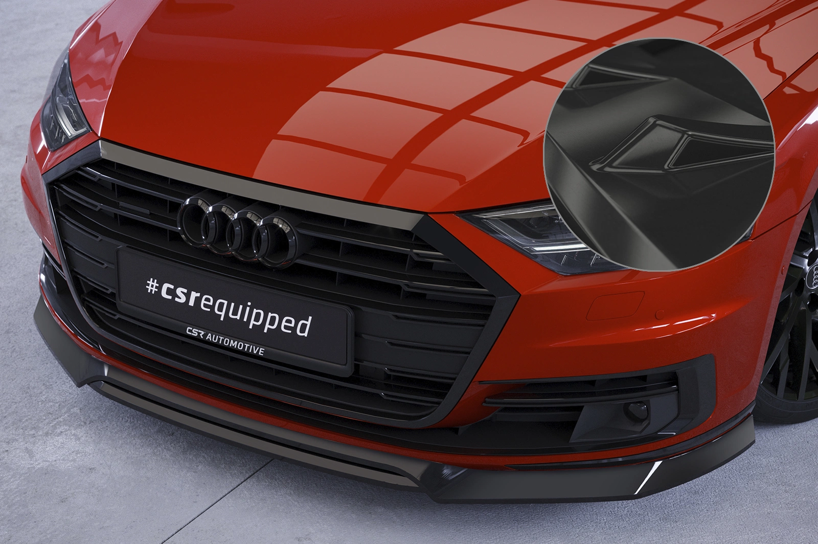 Voorspoiler passend voor Audi A8 (D5) Glans Zwart (2017–2021) CSR