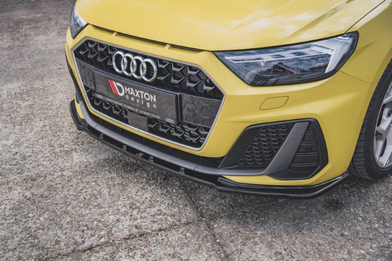 Voorspoiler passend voor Audi A1 S-LINE GB glanzend zwart V.2
