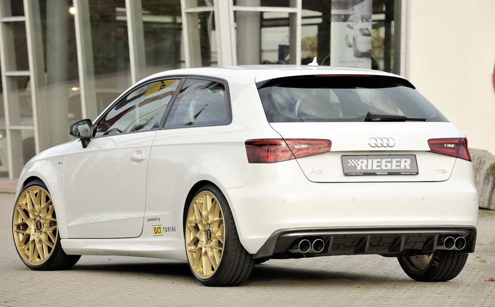 Achterbumper Diffuser passend voor Audi A3 8V 12-16 Rieger Carbon Look Duplex