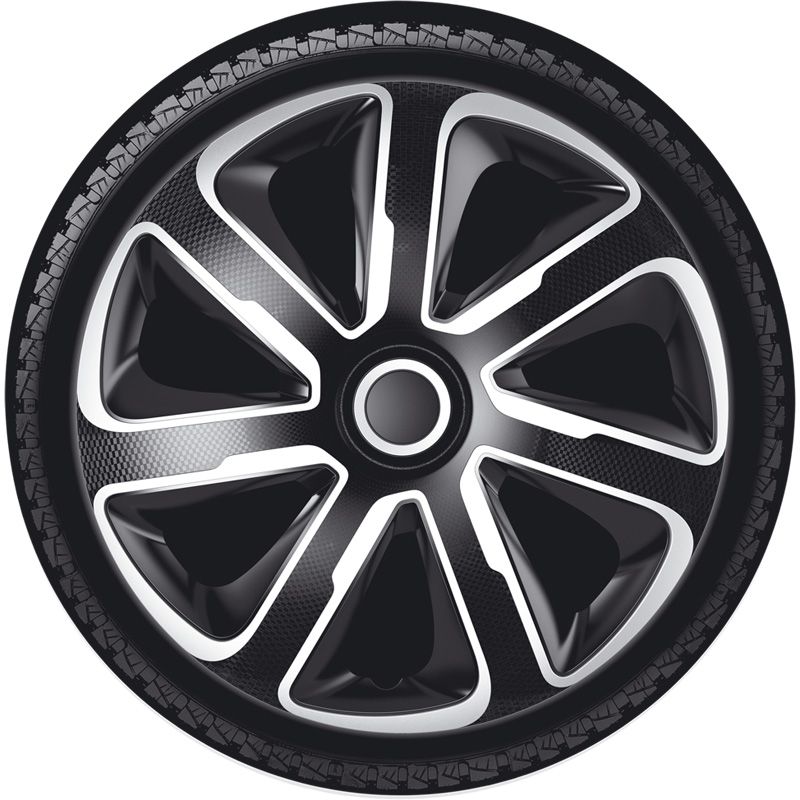 4-Delige Wieldoppenset Livorno 16-inch zilver/zwart carbon-look