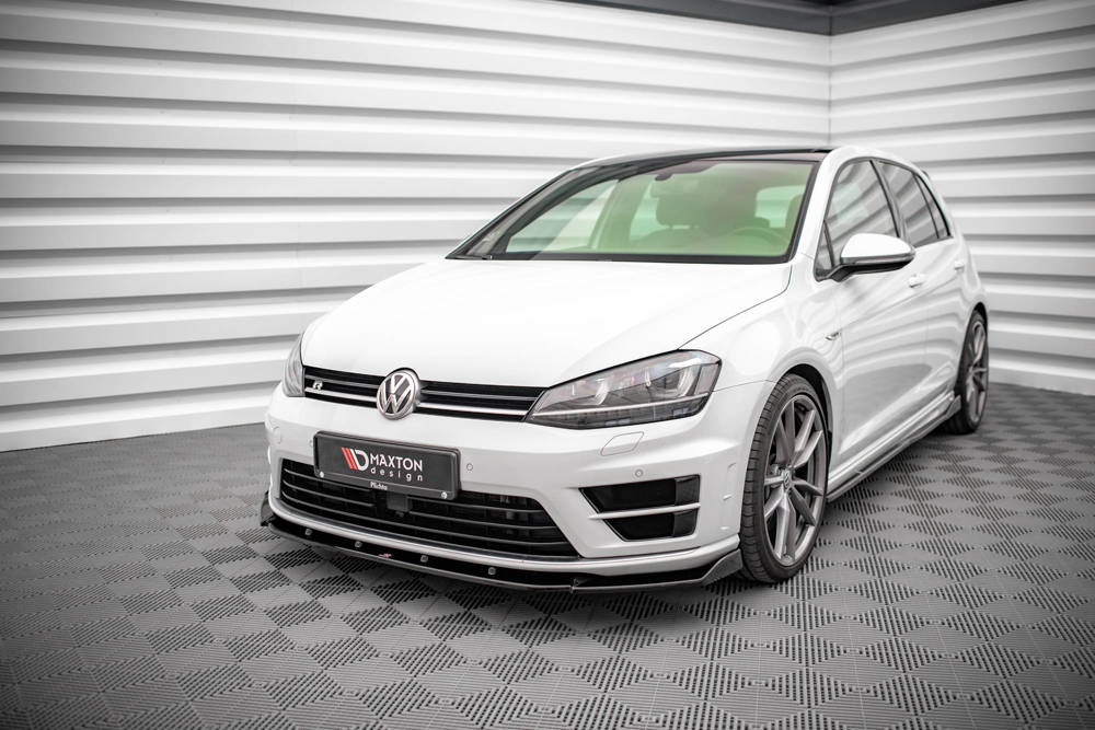 Voorspoiler passend voor VW Golf 7 R Maxton Glans Zwart V.4