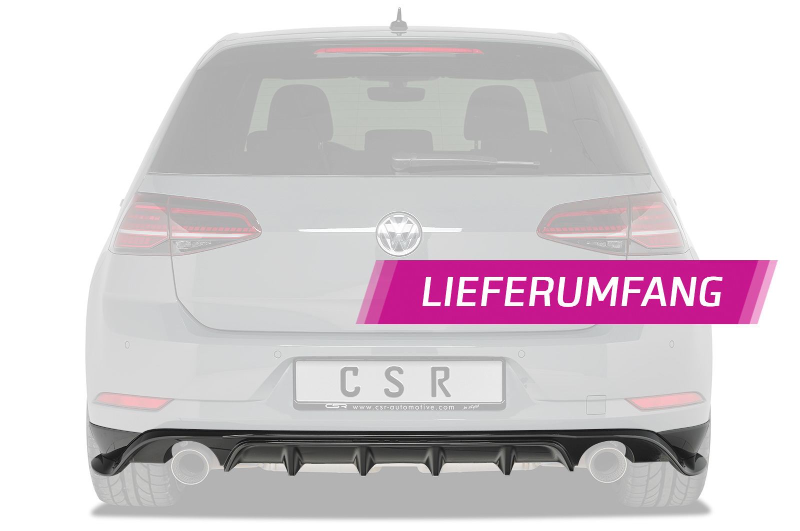 Diffuser passend voor Volkswagen Golf  7 GTI 17-21 CSR TCR Look Glans Zwart
