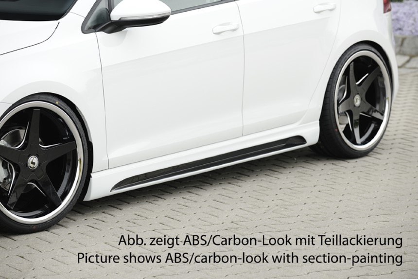 Zijskirts passend voor VW Golf 7 Rieger carbon-look met uitsparing