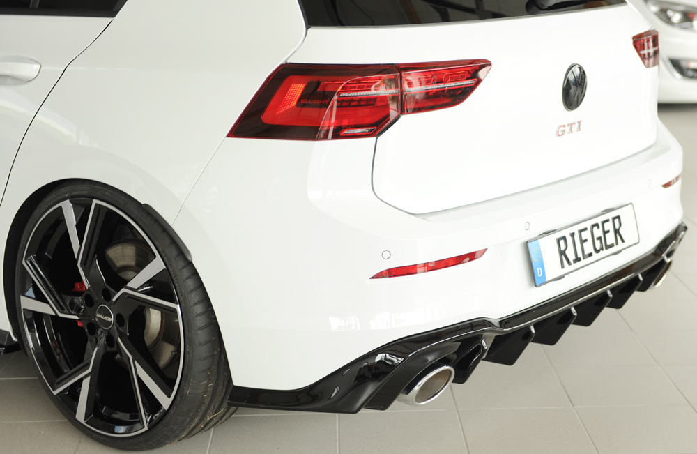 Diffuser passend voor Volkswagen Golf 8 GTI Clubsport Rieger Glans Zwart
