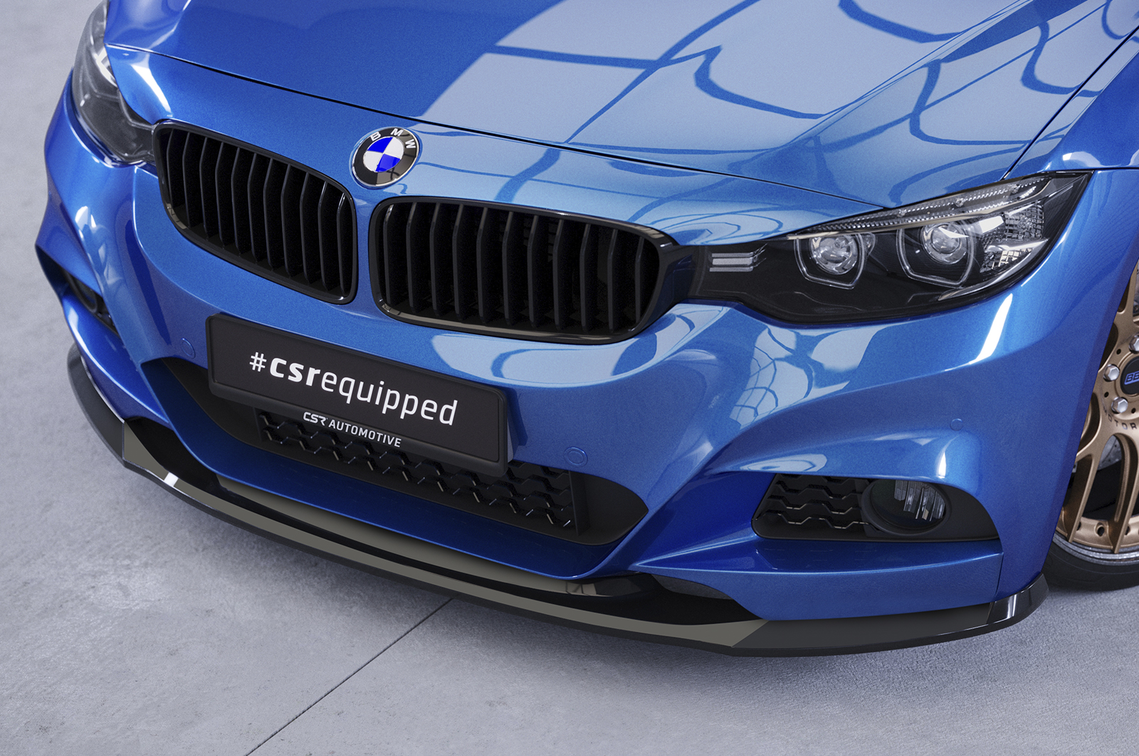 Voorspoiler passend voor BMW 3 Serie F34 GT CSR Glans Zwart