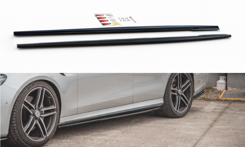 Zijskirts passend voor Mercedes E63 AMG Estate W213 Maxton Design glans zwart