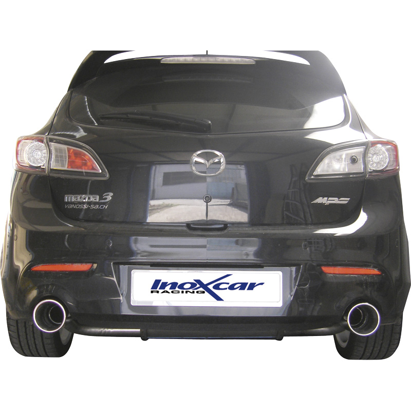 100% RVS Dubbele Sportuitlaat  Mazda 3 2.3Di MPS (260pk) 2010- Links/Rechts 120mm Mega