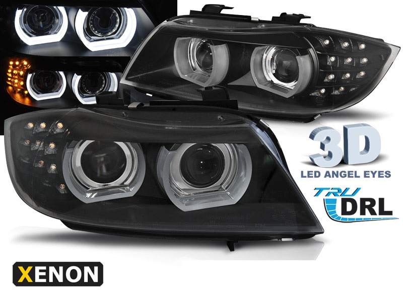 Koplampen passend voor BMW E90/E91 09-11 Xenon 3D Angel eyes