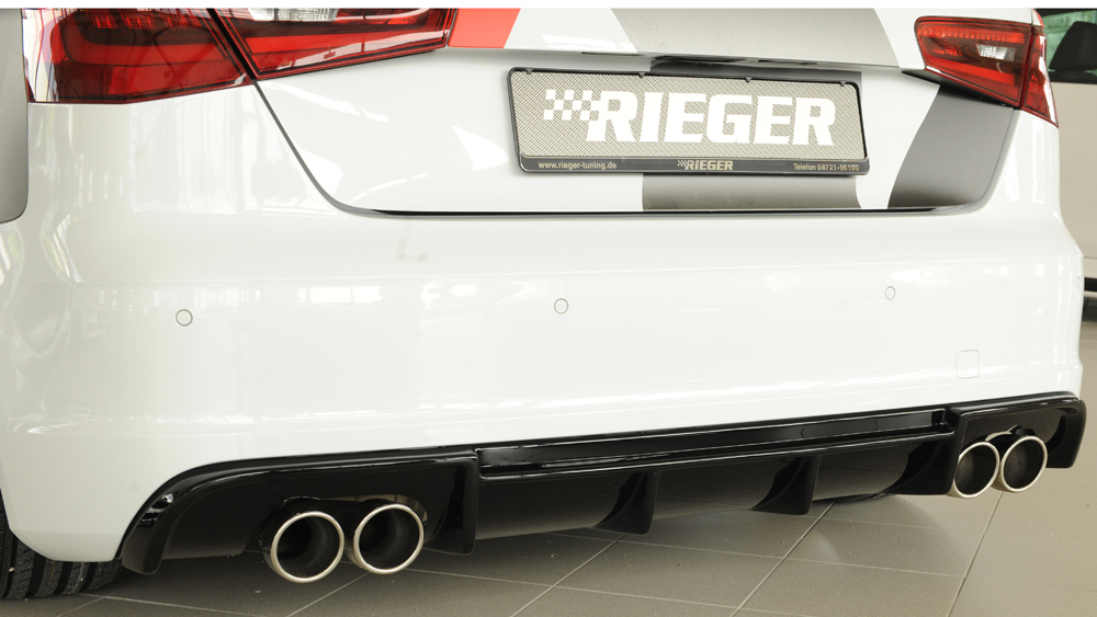 Achterbumper Diffuser passend voor Audi A3 8V 12-16 3deurs/Sportback Glossy black Rieger