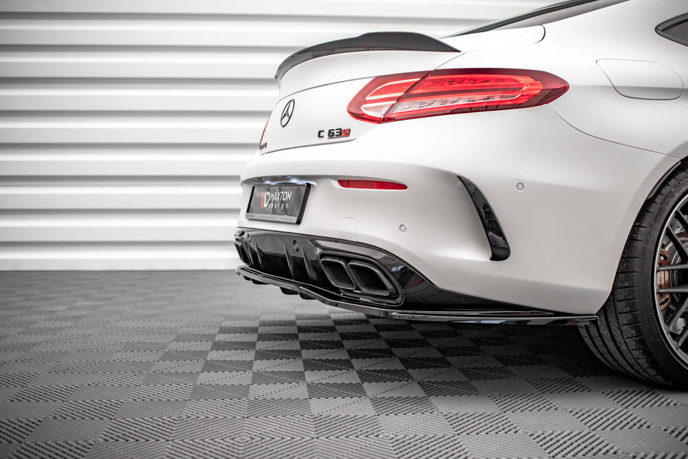 Diffuser passend voor Mercedes AMG C63 Coupe W205 FL Maxton Glans Zwart