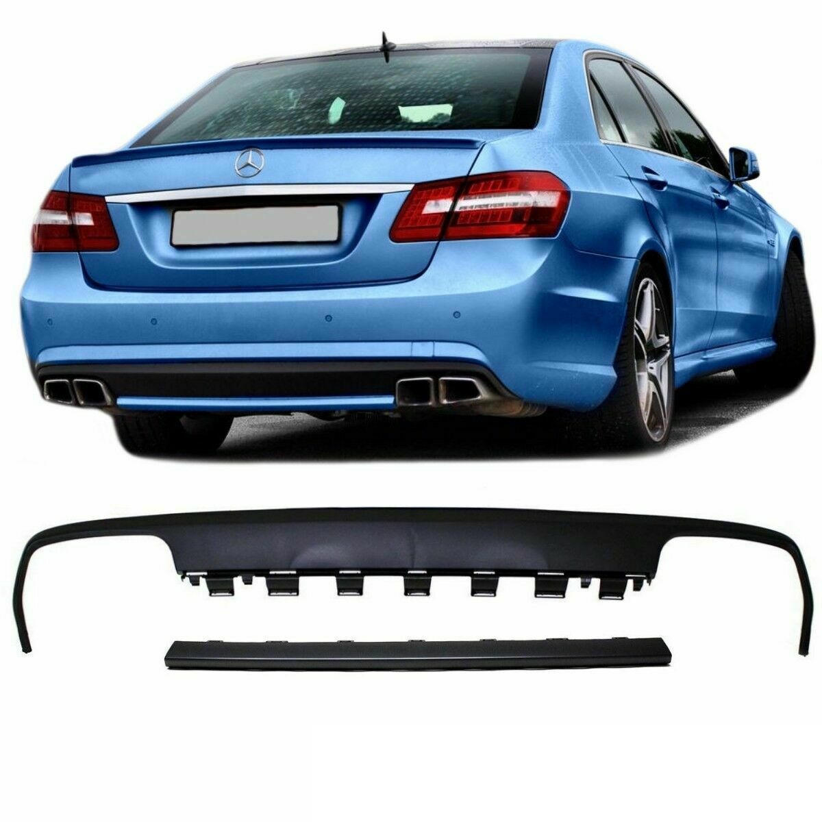 Diffuser passend voor Mercedes W212 E63 Look Zwart