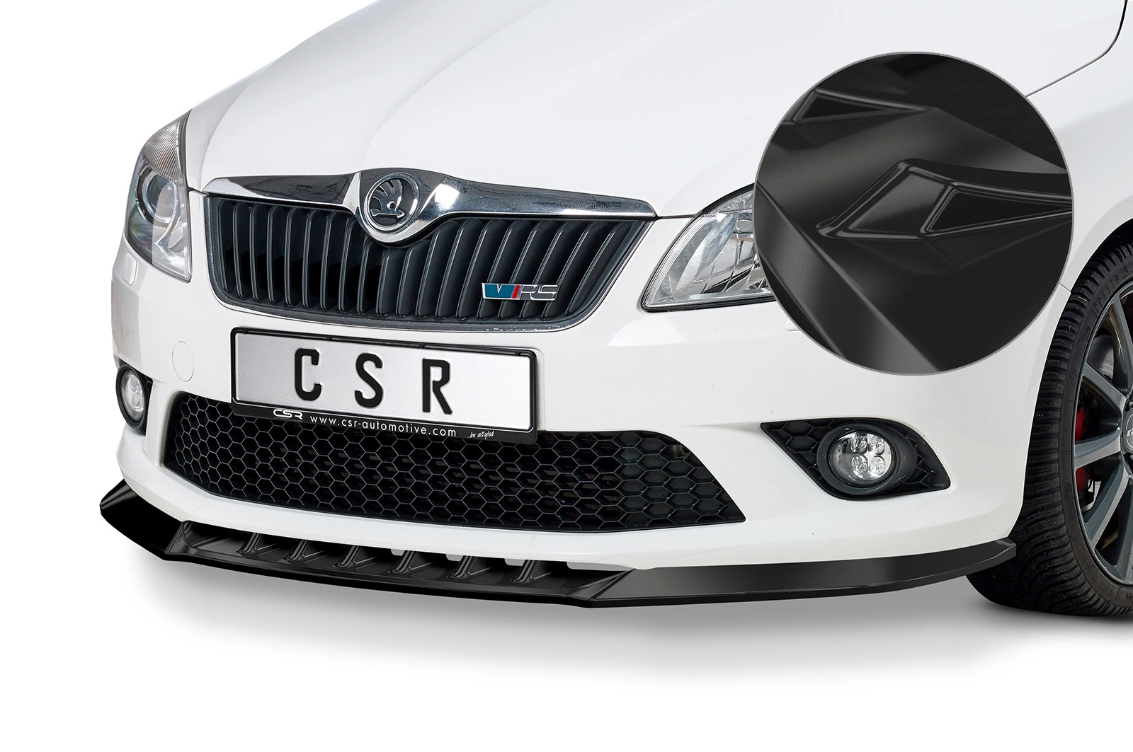 Voorspoiler passend voor Skoda Fabia 2 RS (Typ 5J) 2010–2014 – CSR Automotive – Glans Zwart