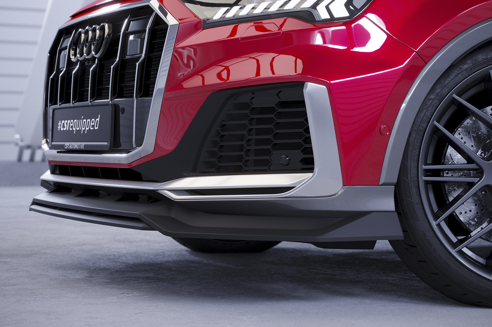 Voorspoiler passend voor Audi Q7 S-Line SQ7 CSR Glans Zwart
