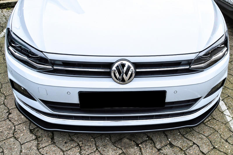 Voorspoiler passend voor VW Polo MK6 AW 2G Glans Zwart
