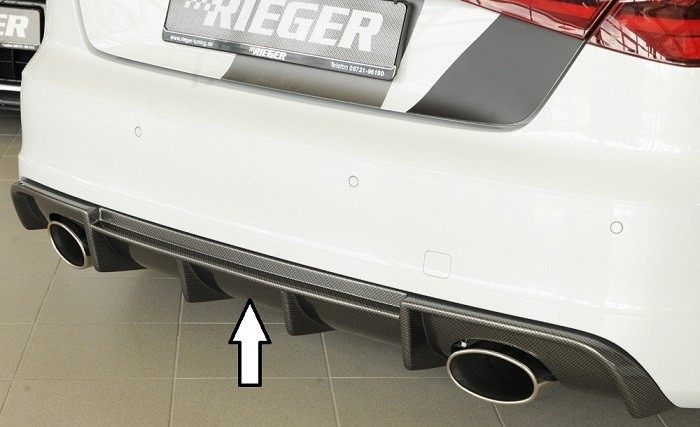 Achterbumper Diffuser passend voor Audi A3 8V 12-16 3deurs/Sportback Rieger Carbon-look