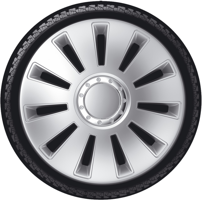 4-Delige Wieldoppenset Silverstone Pro 14-inch zilver + chroom ring