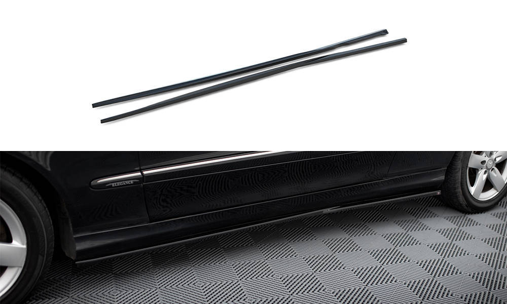Zijskirts passend voor Mercedes-Benz CLK W209 2002 - 2005 Maxton Glans Zwart