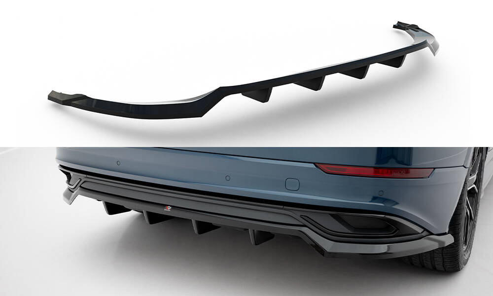 Achter Diffuser passend voor Audi Q8 Mk1 Maxton Glanzend zwart