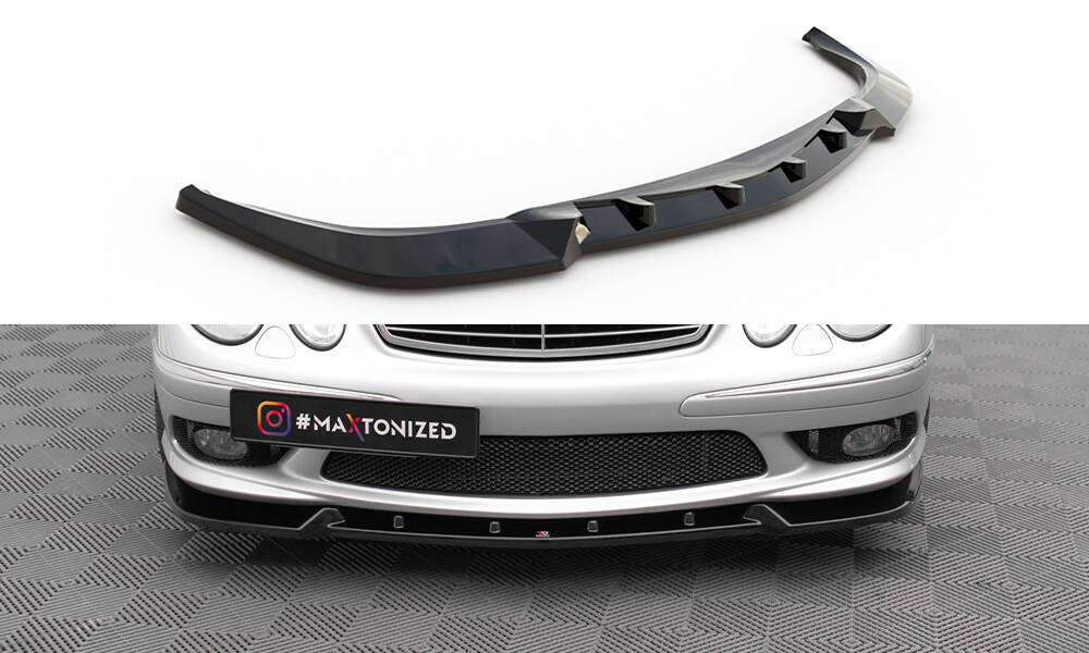 Voorspoiler passend voor Mercedes E55 AMG W211 Maxton Glans Zwart