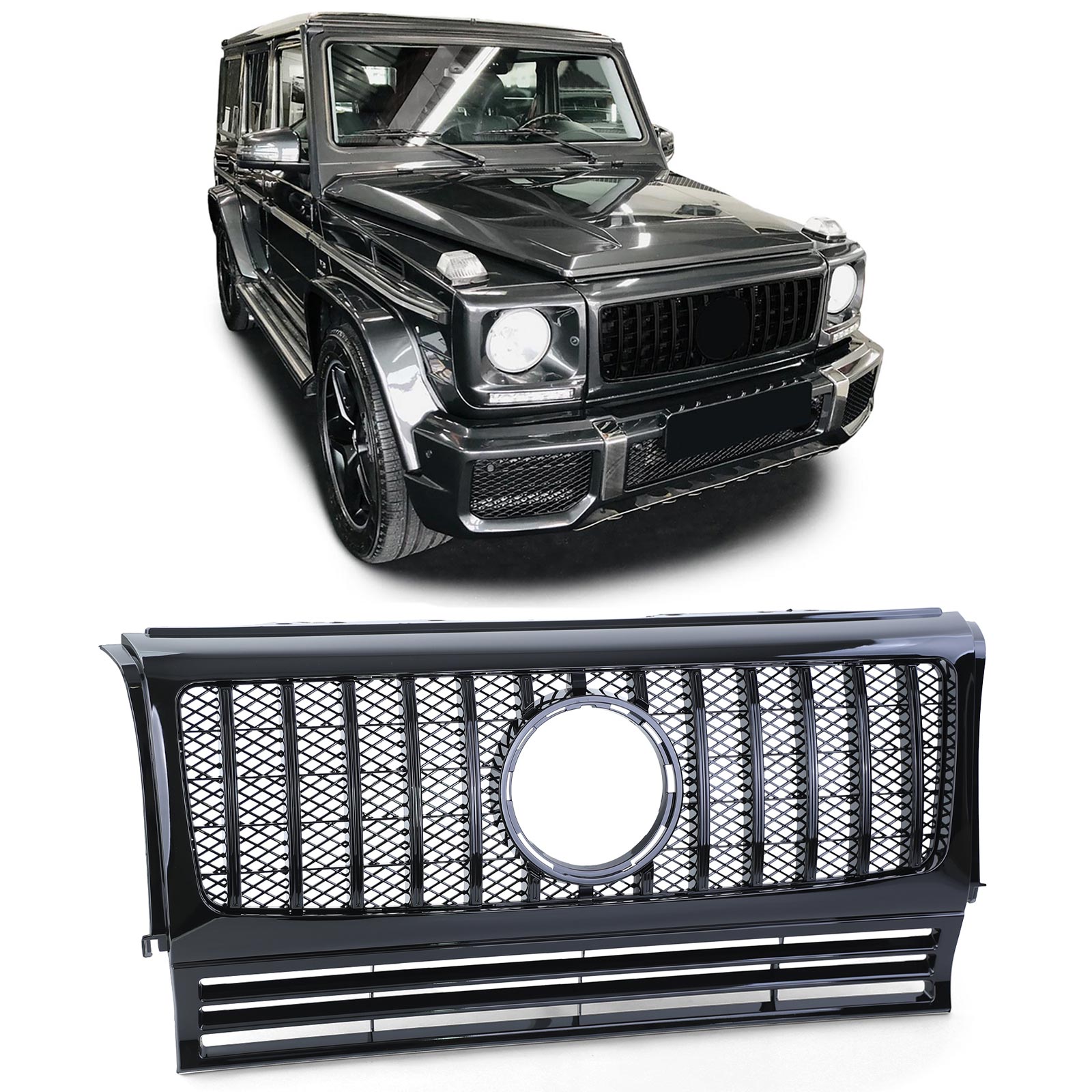 Grill passend voor Mercedes W463 G-Klasse 90-18 Zwart Gaas