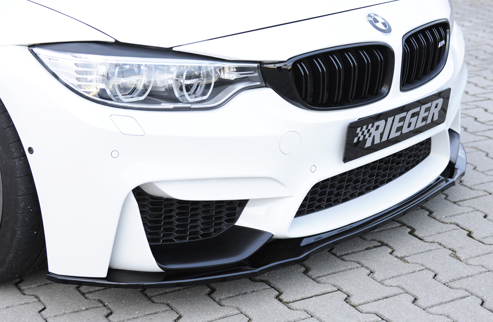Voorspoiler passend voor BMW M3 F80 / M4 F82 F83 Rieger Glans Zwart