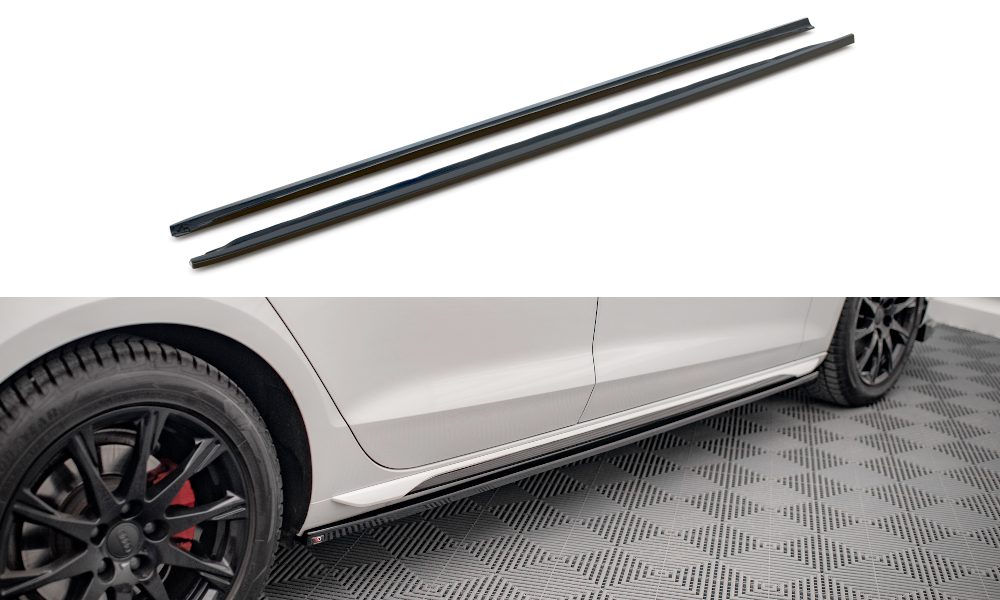 Zijskirts passend voor Audi A4 B9 FL Maxton Glans Zwart