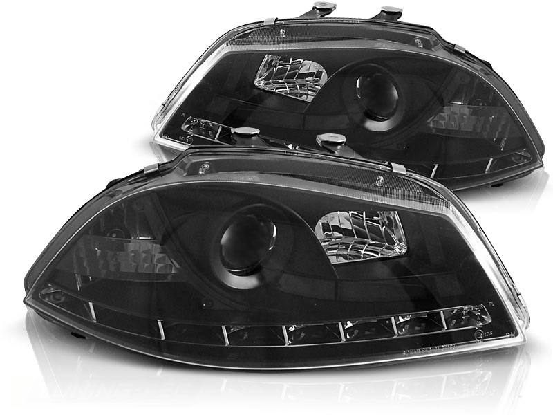 Koplampen passend voor Seat Ibiza 6L/Cordoba 03-08 Devil Eyes real DRL LED Zwart