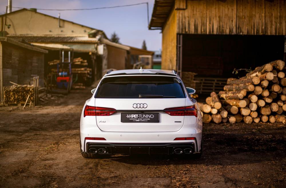 Diffuser passend voor Audi A6 C8 S-Line Maxton Glans Zwart Chrome Sierstukken