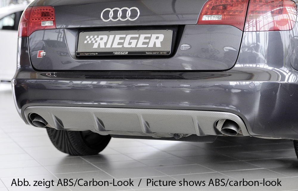 Achterbumper Diffuser passend voor Audi A6 4F Avant 04-08 Rieger Glanzend zwart