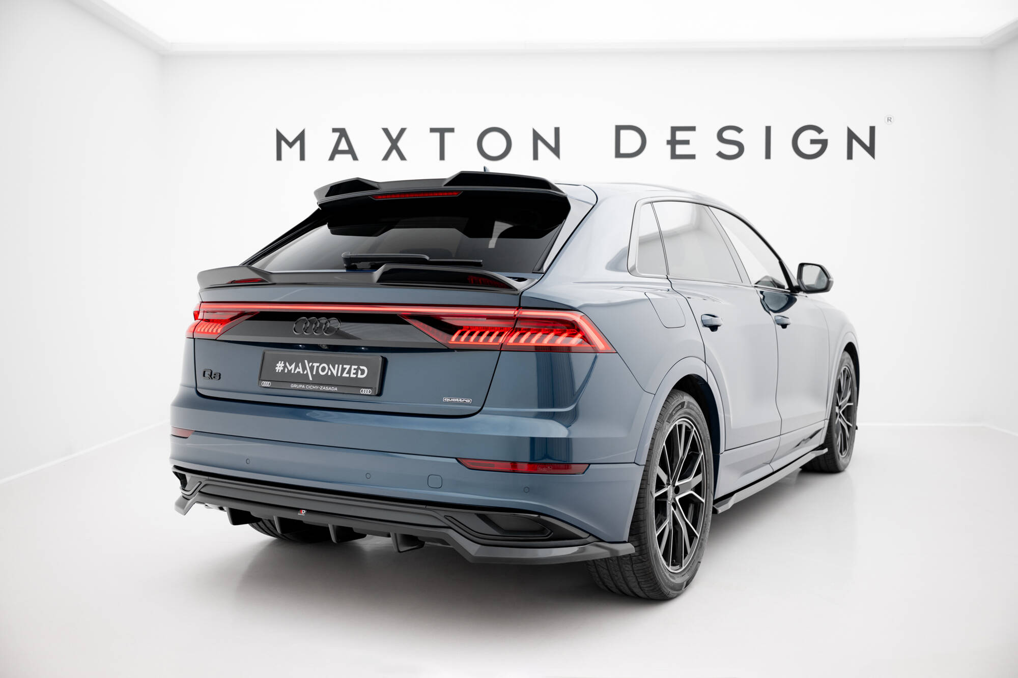 Achter Diffuser passend voor Audi Q8 Mk1 Maxton Glanzend zwart