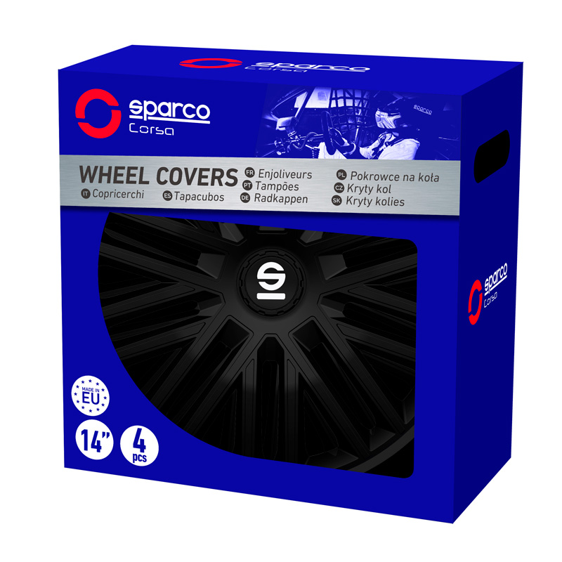 Sparco Wieldoppen Bergamo - 14-inch - Zwart - Set van 4 stuks