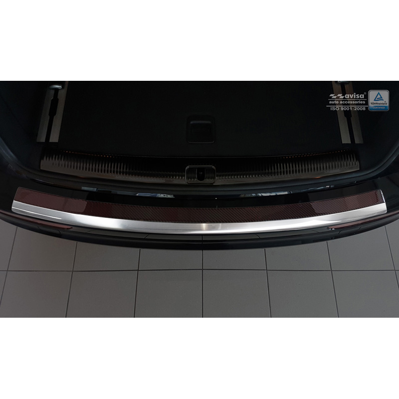 RVS Achterbumperprotector 'Deluxe'  Audi Q5 2008-2016 Chroom/Rood-Zwart Carbon