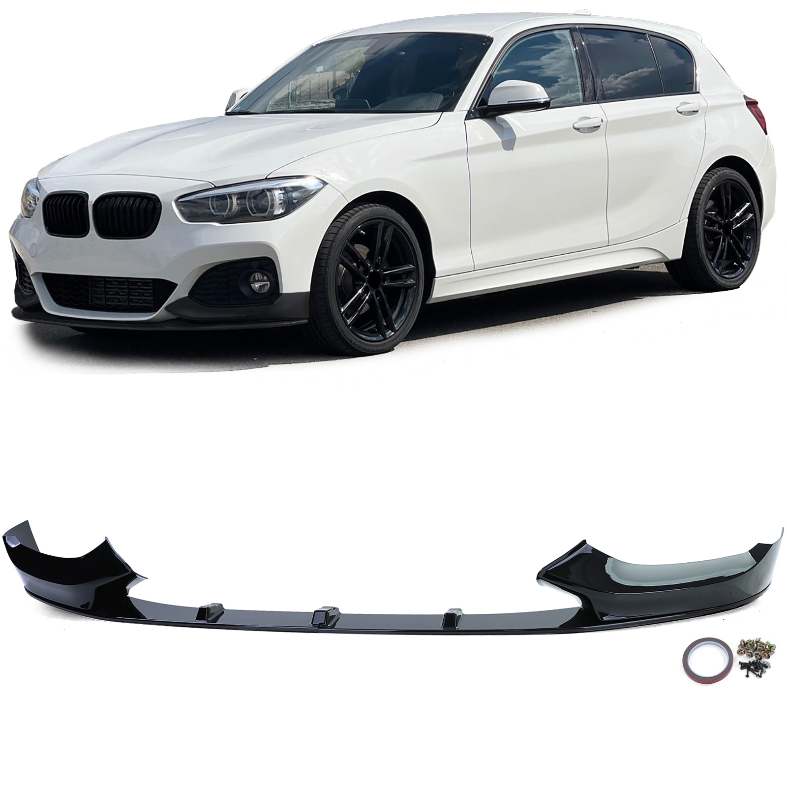 Voorspoiler passend voor BMW 1 Serie F21 F20 M Pakket 15-19 Glans Zwart